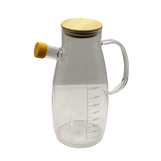 მინის სარძევე (პიტჩერი) ხის თავსახურით