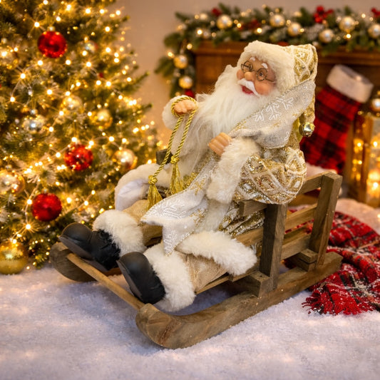 დეკორატიული თოვლის ბაბუ ხის მარხილით