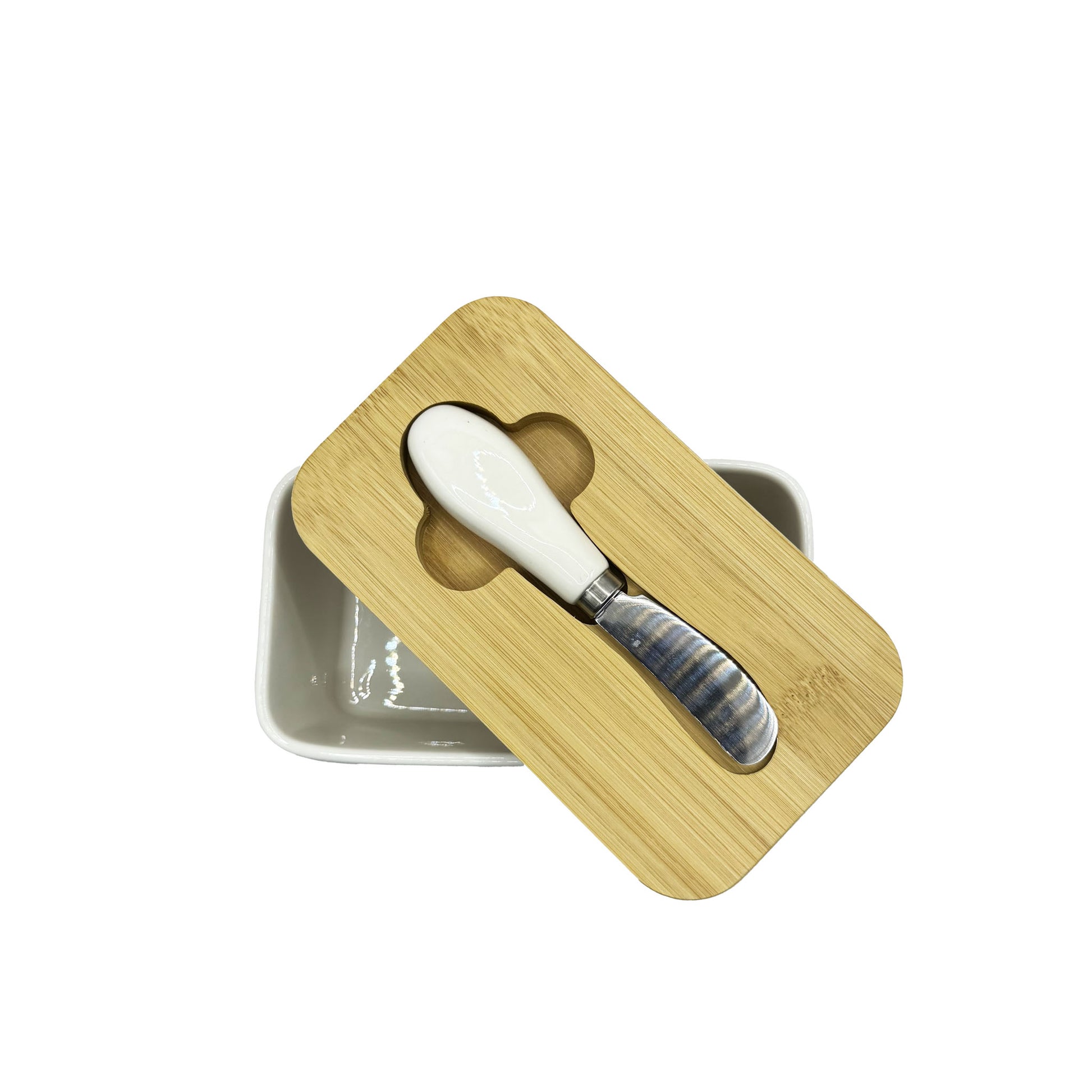 კერამიკის საკარაქე ხის თავსახურით და კარაქის დანით (16სმx9სმ, სიღრმე 7სმ, დანა 13სმ) 3