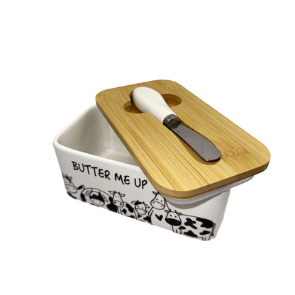 კერამიკის საკარაქე ხის თავსახურით და კარაქის დანით (16სმx9სმ, სიღრმე 7სმ, დანა 13სმ) 2