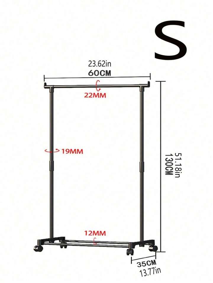 ორმაგი ტანსაცმლის საკიდი თარო ბორბლებით (მობილური სტენდი)