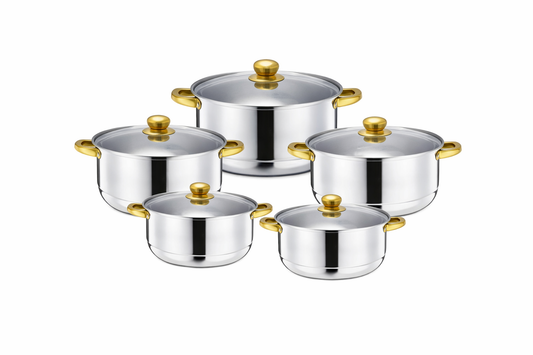 5-ნაწილიანი უჟანგავი ფოლადის ქვაბების ნაკრები (16–24 სმ)