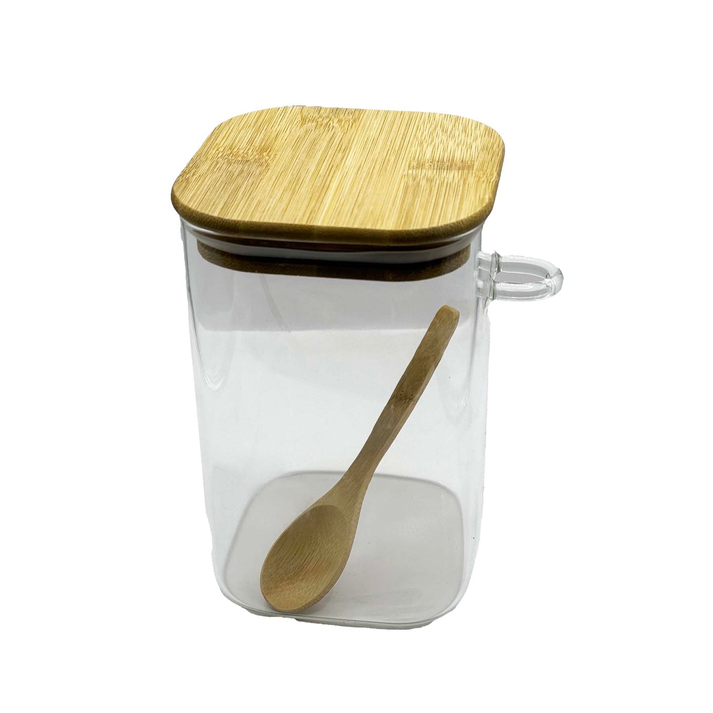 მინის ქილები (საშაქრე/სასუნელე) ბამბუკის თავსახურით