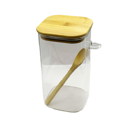 მინის ქილები (საშაქრე/სასუნელე) ბამბუკის თავსახურით