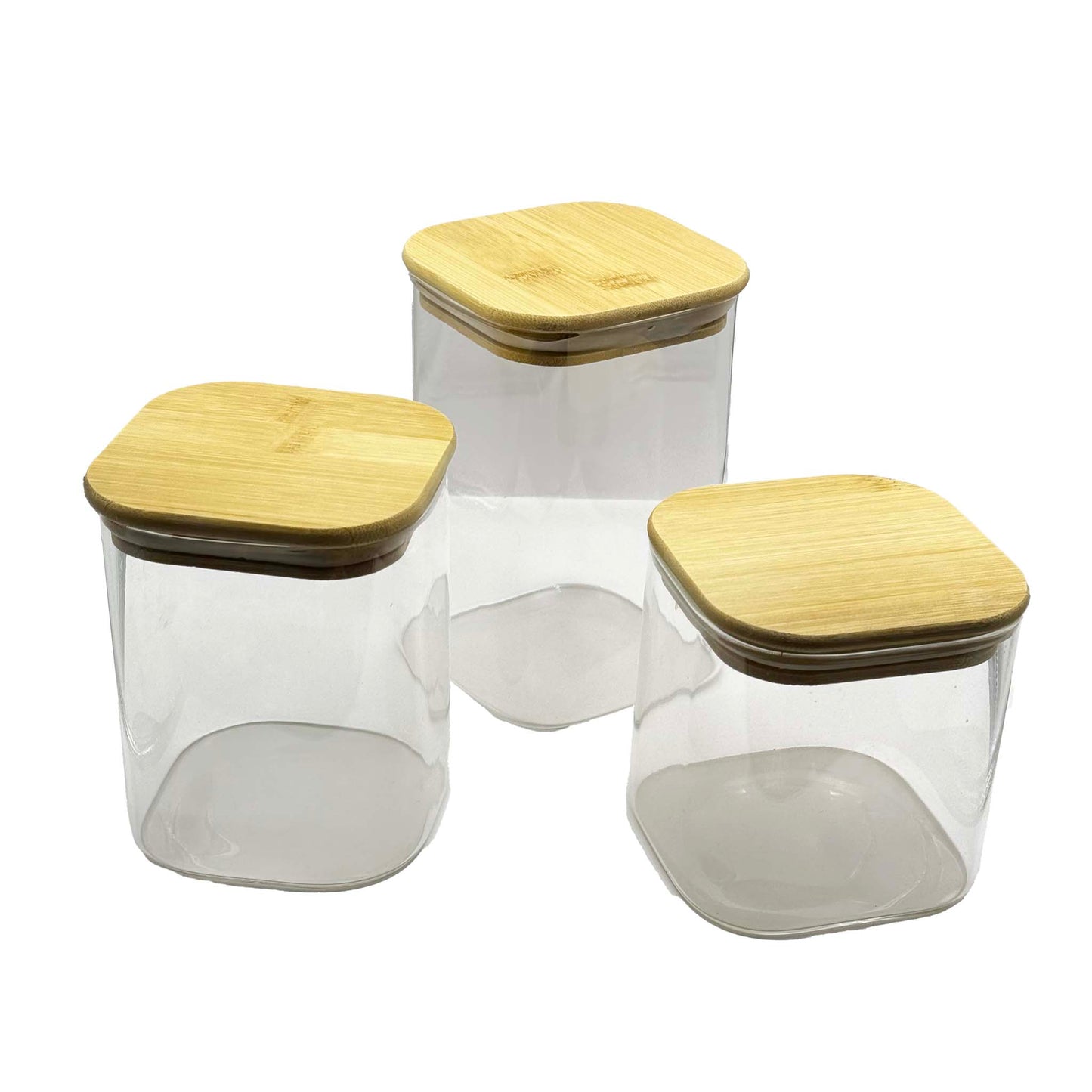 მინის ქილები (საშაქრე/სასუნელე) ბამბუკის თავსახურით