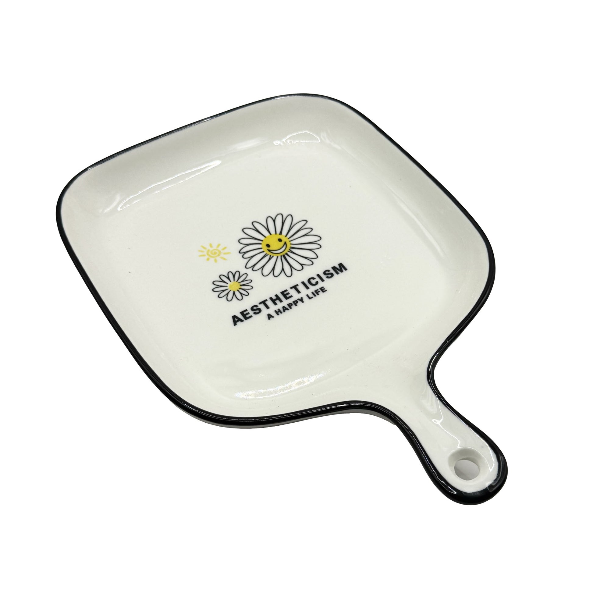 კერამიკის ლანგარი გვირილის ნახატით (ზომა 18სმx18სმ სიღრმე 3სმ)