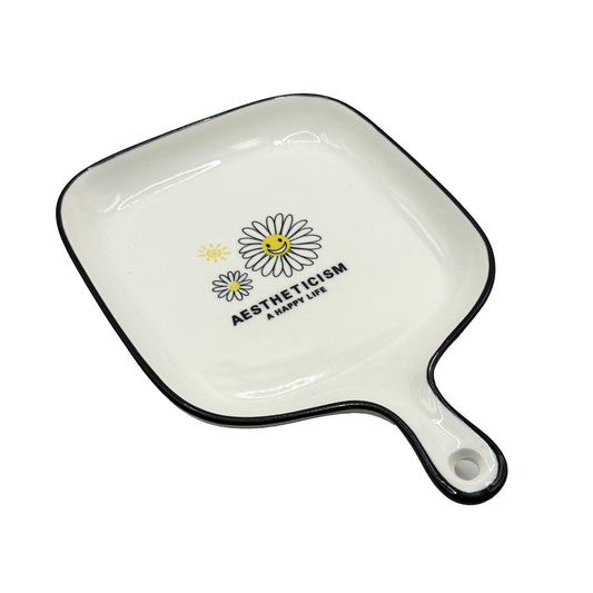 კერამიკის ლანგარი გვირილის ნახატით (ზომა 18სმx18სმ სიღრმე 3სმ)