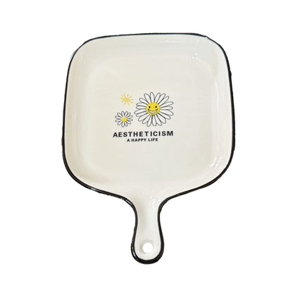 კერამიკის ლანგარი გვირილის ნახატით (ზომა 18სმx18სმ სიღრმე 3სმ) 2